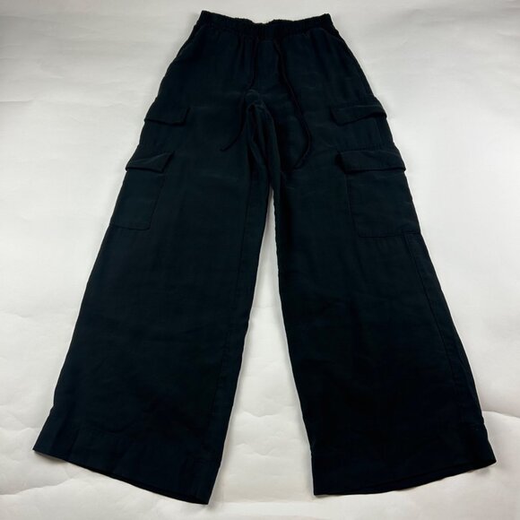 a new day Pants - A New Day Black Soft Canvas Wide Leg Cargo Pant S